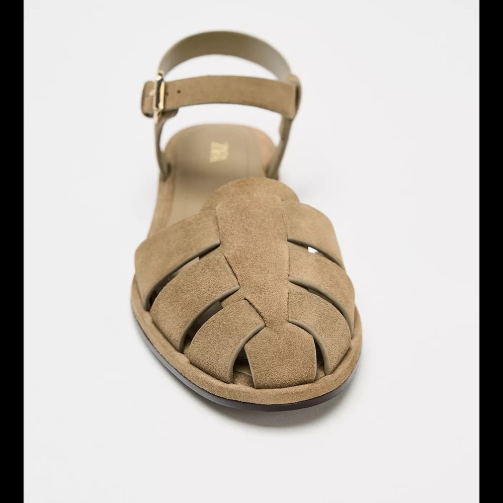 Zara Olive Tan Suede Fisherman Sandals - Picture 2 of 9